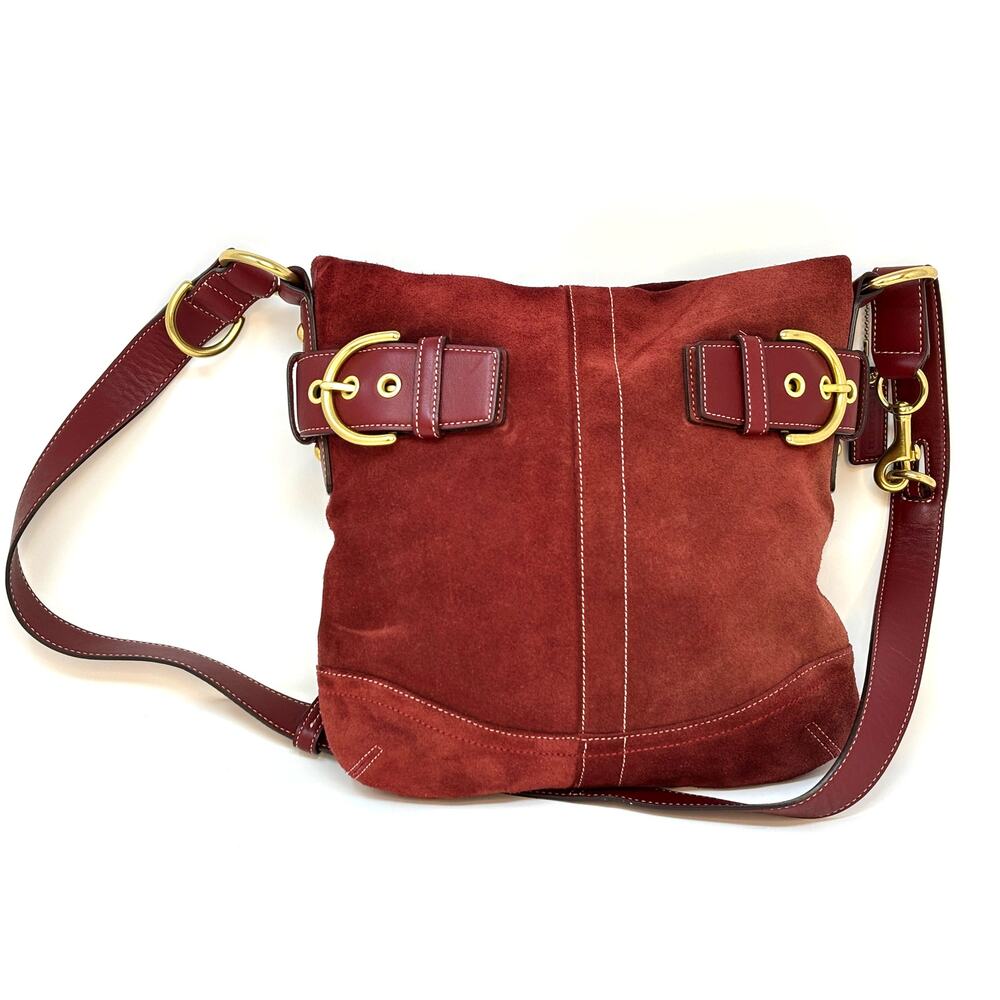 Vintage Legacy Red Coach Janie Legacy Crossbody Red Suede Bag